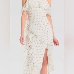 Wild Fable White Asymmetrical Polka Dot Dress